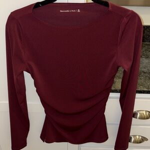 Abercrombie & Fitch Women's Deep Red Long Sleeve Top